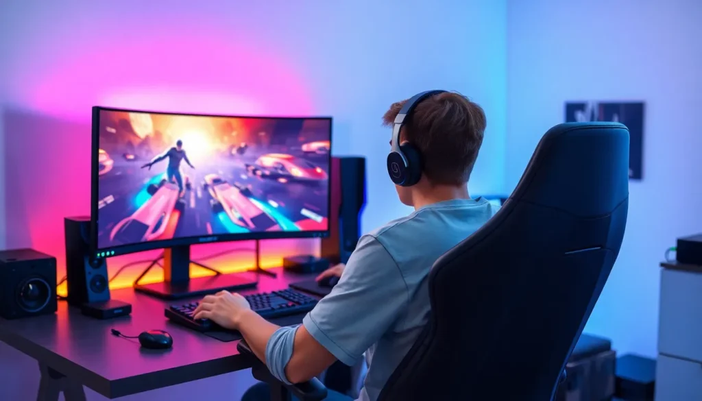 bedroom gaming pc setup